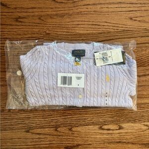 NWY Polo Ralph Lauren Purple Cable Knit Classics I Cardigan